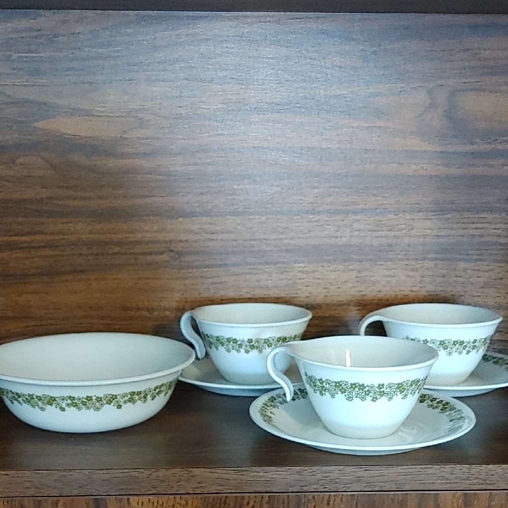 Corelle Green Floral Tea Set